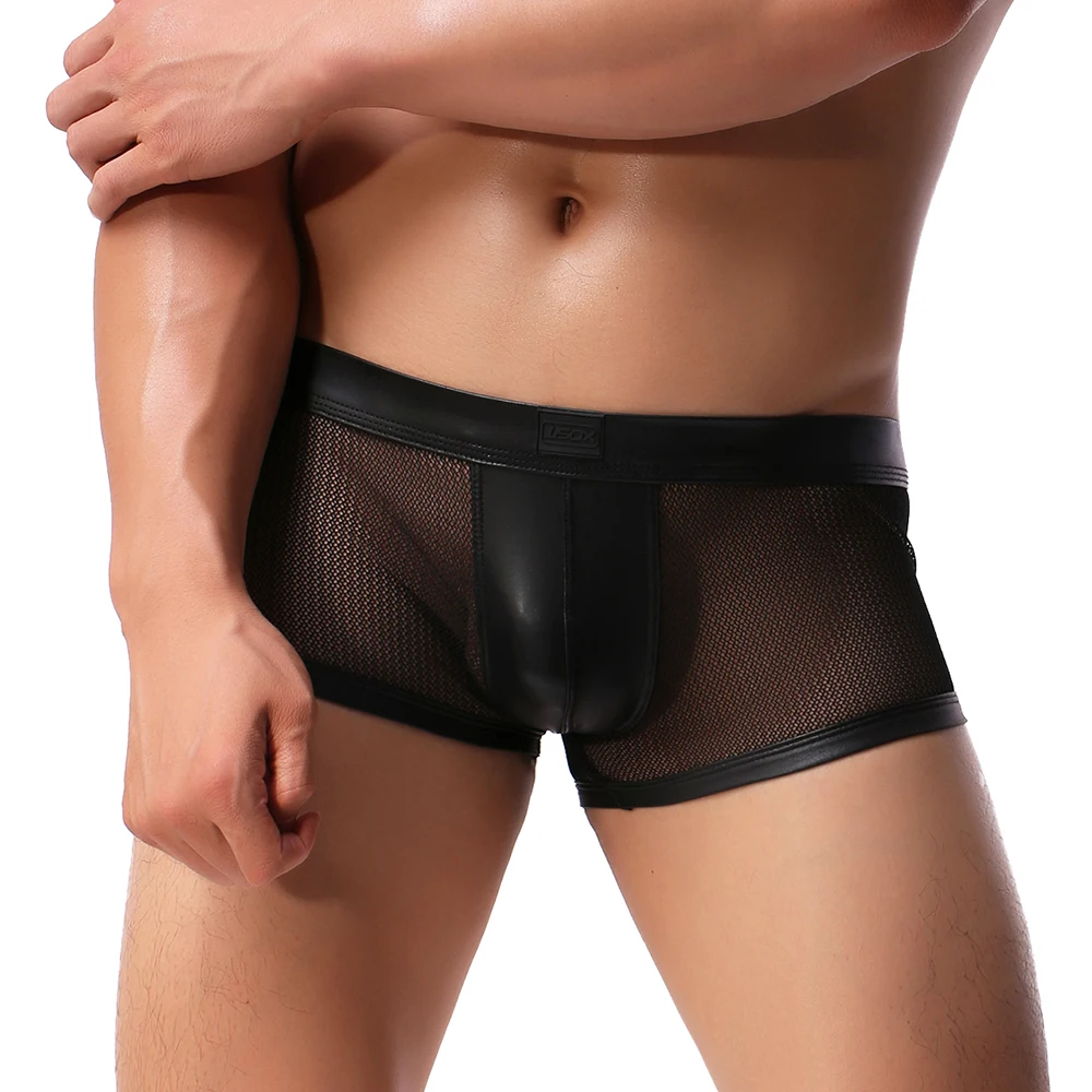 

Sexy Men Boxers Shorts Low Rise Mesh Transparent Underwear Lingeries Male Mesh See Through Erotic Trunk Boxershorts Underpants