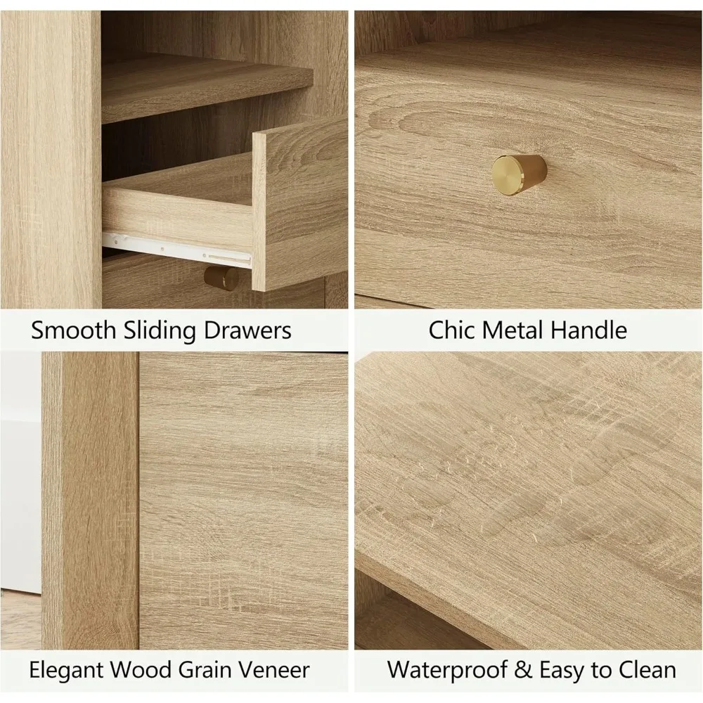 منضدة حديثة من منتصف القرن مع نسيج خشبي ومحطة شحن، وطاولة نهاية للتخزين بأدراج بوهيمية #5