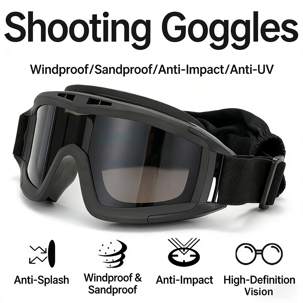 Military Tactical Goggles CS Airsoft Windproof Shooting Glasses HD 3 Lens Motocross Motorcycle Mountaineering Safe Glasses