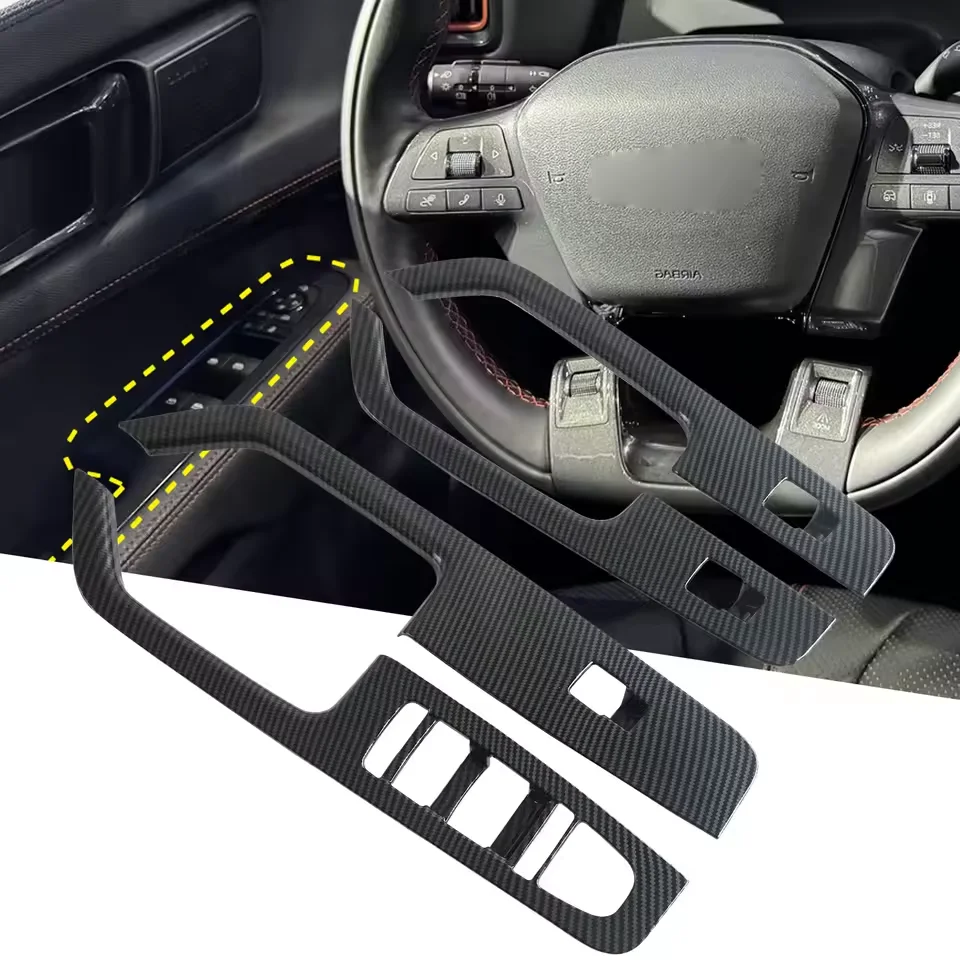 

A++++ For BYD Shark 6 2024-2025 Car Exterior Door Window Switch Cover Set Decor Overlay ABS Carbon Fiber Accessories 4PCS