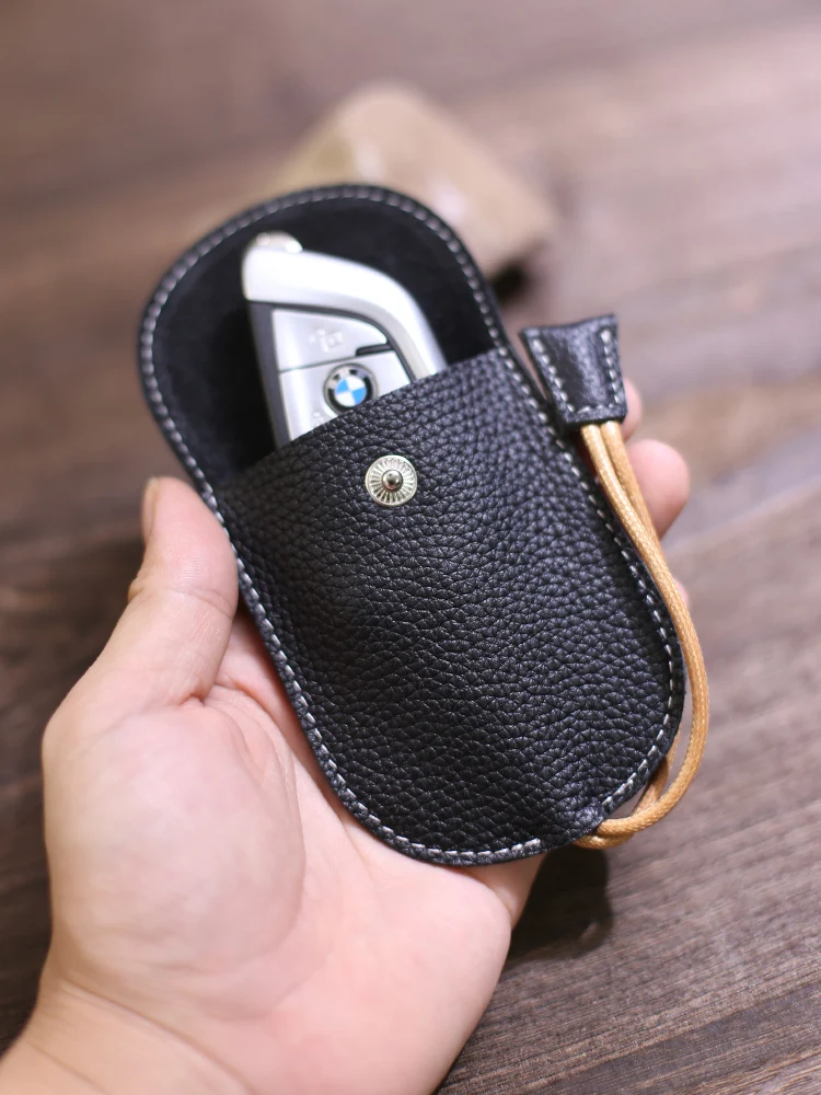 Genuine Leather Key Case  New Home Key Case Portable Keychain Small  Men\'s Car Key Case Pulling Bags for Keys