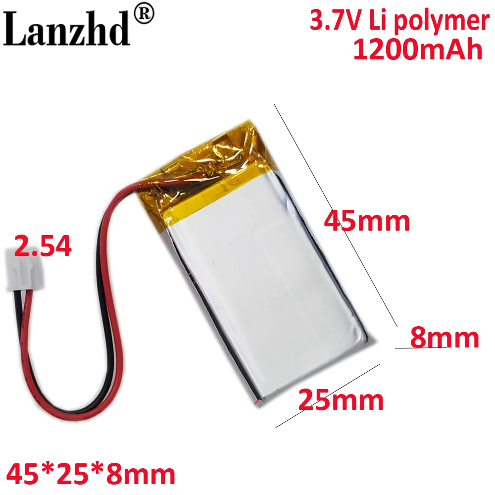 

3.7V polymer with 2.54 Plug 802545 902545 902546 For code scanner Niu Electric car N1S M1 locator battery 1000mAh