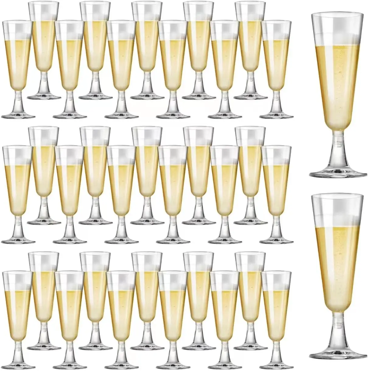 40 Pack Clear Plastic Champagne Flutes 5.5 Oz - Elegant Disposable Toasting Glasses for Wedding, Party, Birthday, Graduation Decorations & Celebrations