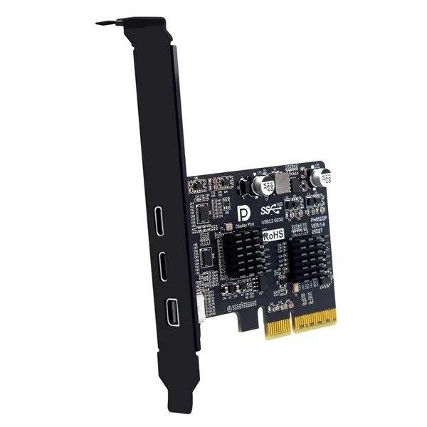 

Discount PCI-E X4 to Type-C Video Expansion Card Supports DP Video Desktop USB3.2 10G TYPE-C Port Monitor Dock Adapter Card