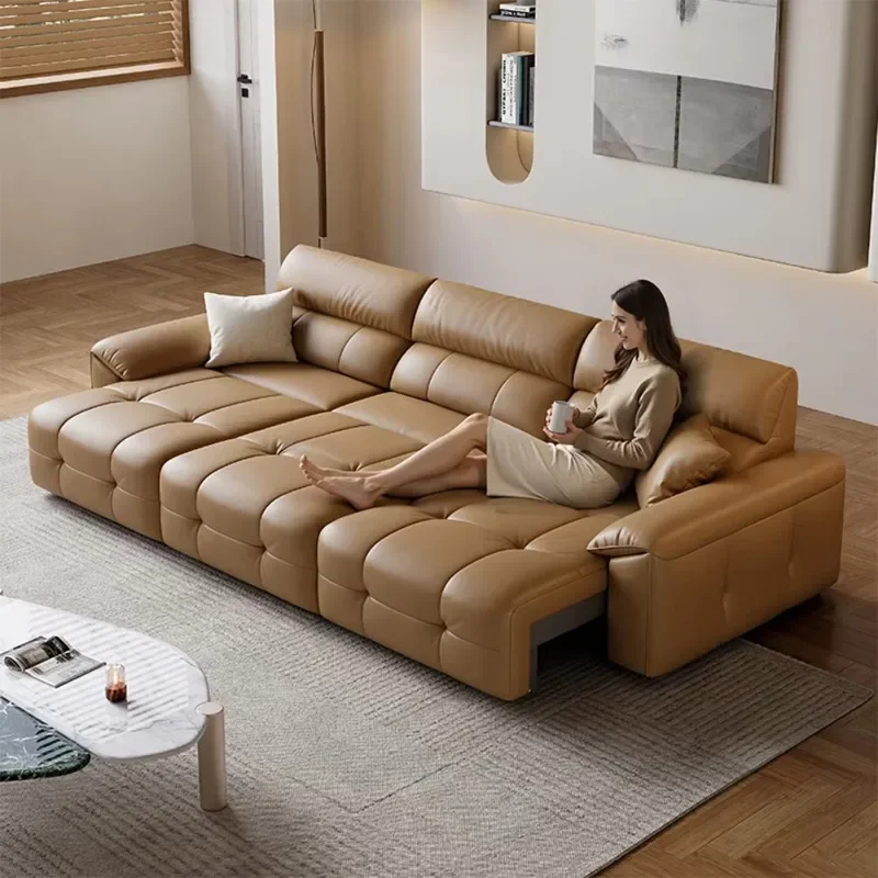 Smart sofa cover zero wall gap leather electric combination electric function sleeper large sofa bed living room