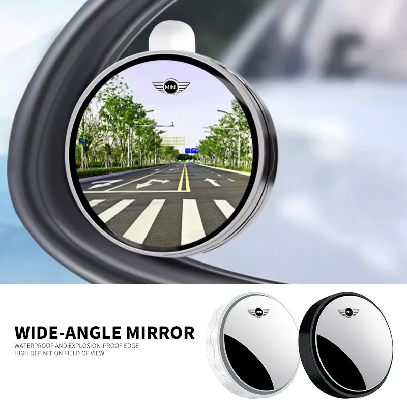 Round Frame Blind Spot Mirrors Car Auxiliary Rearview Mirror Wide-angle 360° For BMW Mini One S R50 R53 R56 R60 F55 F56 F57 JCW