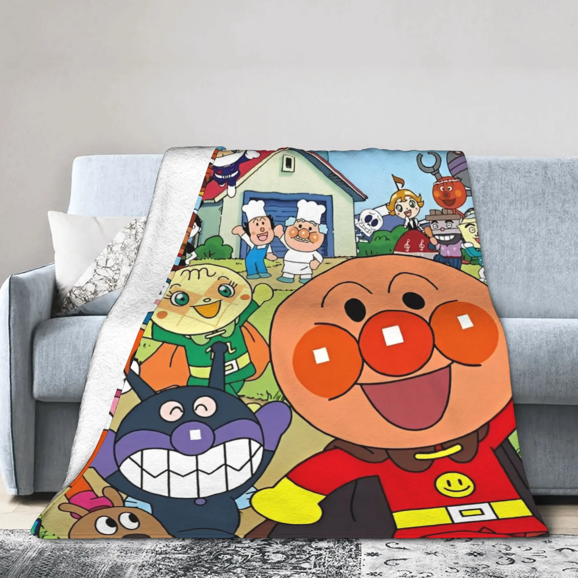 Anpanmanes Japanese Comic Accessories Blanket Soft Velvet  Throw Blanket Relax Bedspread