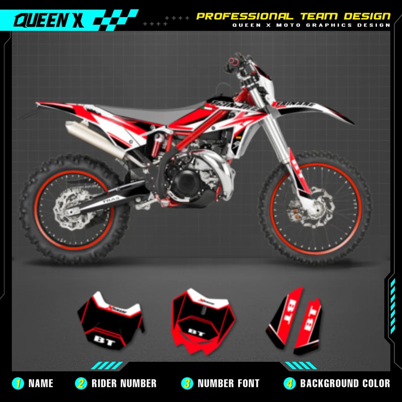 

QUEEN X MOTO Motorcycle Team Graphics Decal Sticker Kit For BETA Xtrainer 2020 2021 2022 007