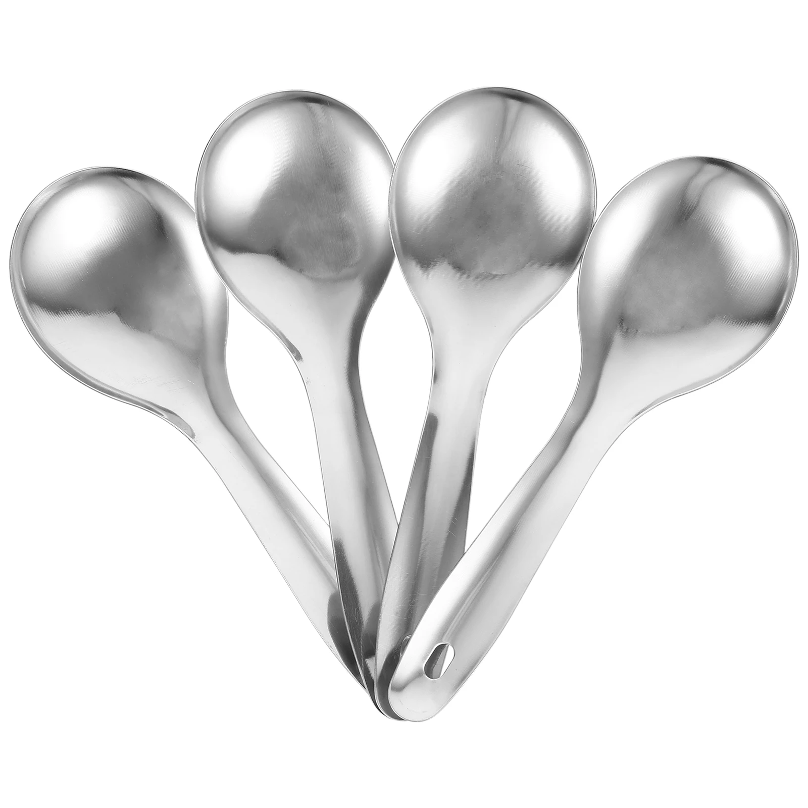 4 قطع من ملعقة الأرز المصنوعة من الفولاذ المقاوم للصدأ، أدوات مائدة ممتازة شديدة التحمل لخدمة الوجبات، تصميم مدمج محمول مثالي للسفر في النزهة