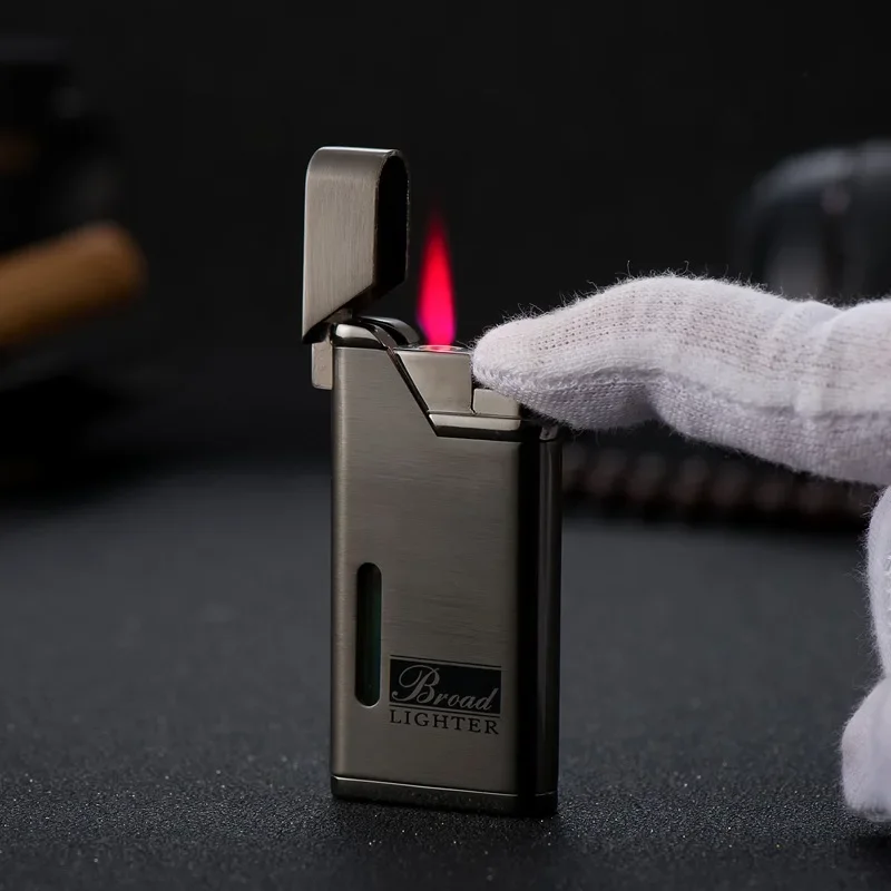 Tragbares Gas-Fackel-Feuerzeug aus Metall, winddicht, rote Flamme, nachfüllbar, Butan-Zigarrenfeuerzeuge, Raucherzubehör, Geschenke für Männer, Gadgets