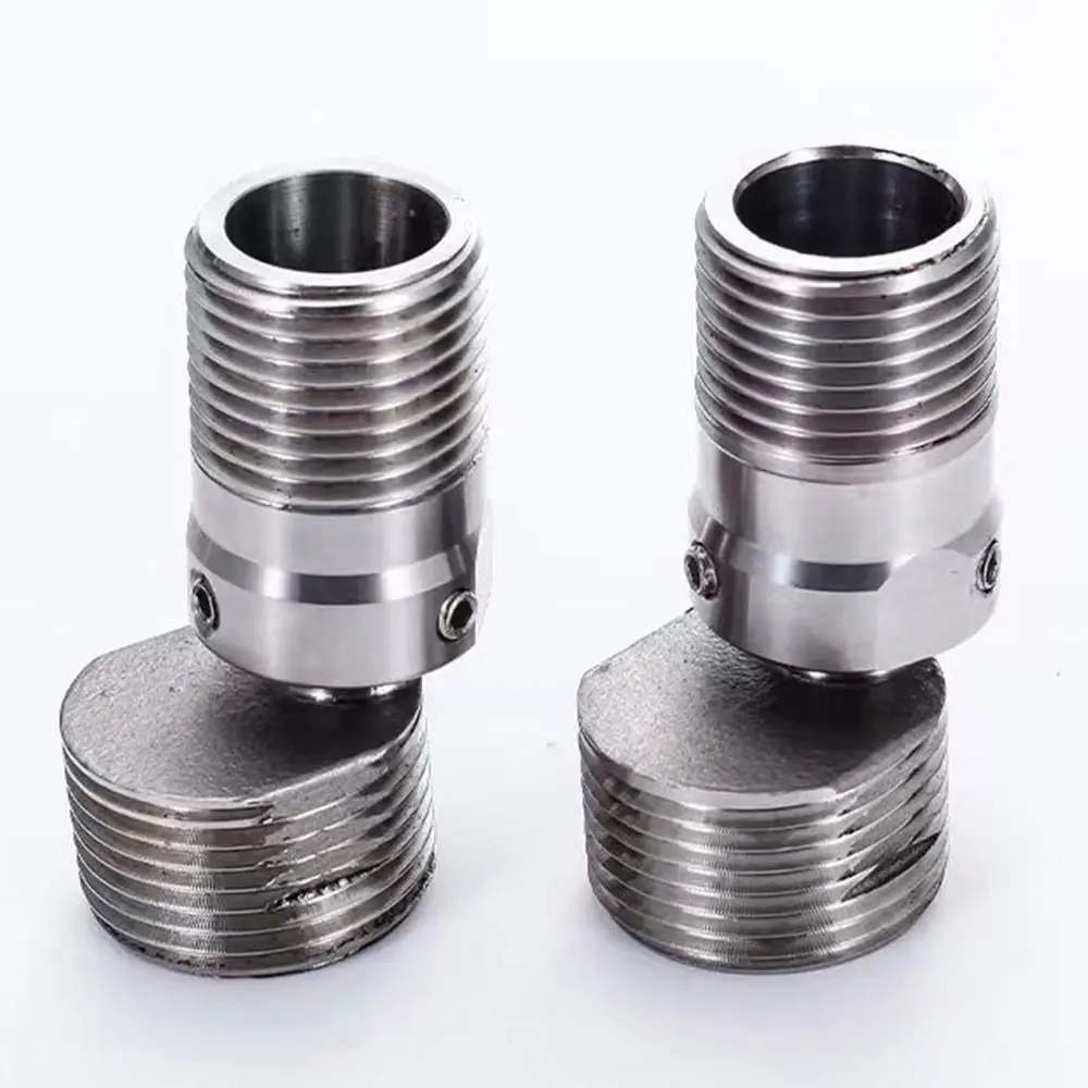 2pc Stainless Steel Angled Curved Foot Angle Adjustment 360° Rotatable Eccentric Screw Corner Wall Mounted Shower Faucet Adapter