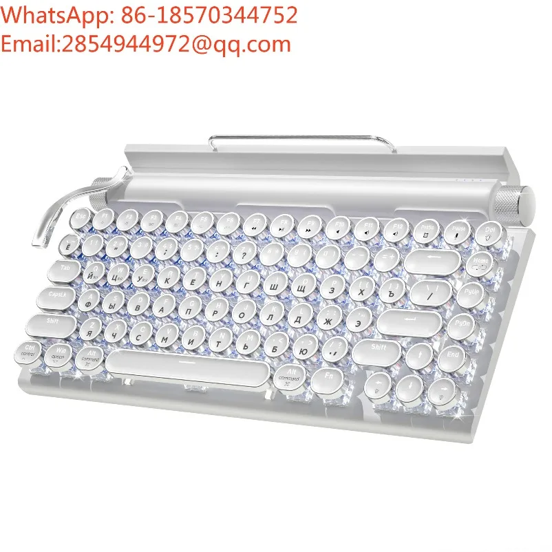 Retro Typewriter-style Mechanical Keyboard, Bluetooth and Wired Dual-mode, Hot-swappable Blue Switches,