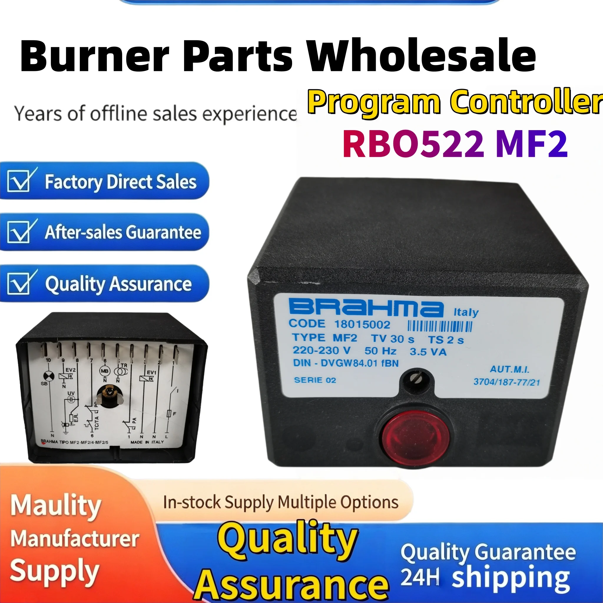 

BRAHMA Style RBO522 MF2 Program Controller Burner Control Module for Riello Type Combustion Machine, Same Day Shipping