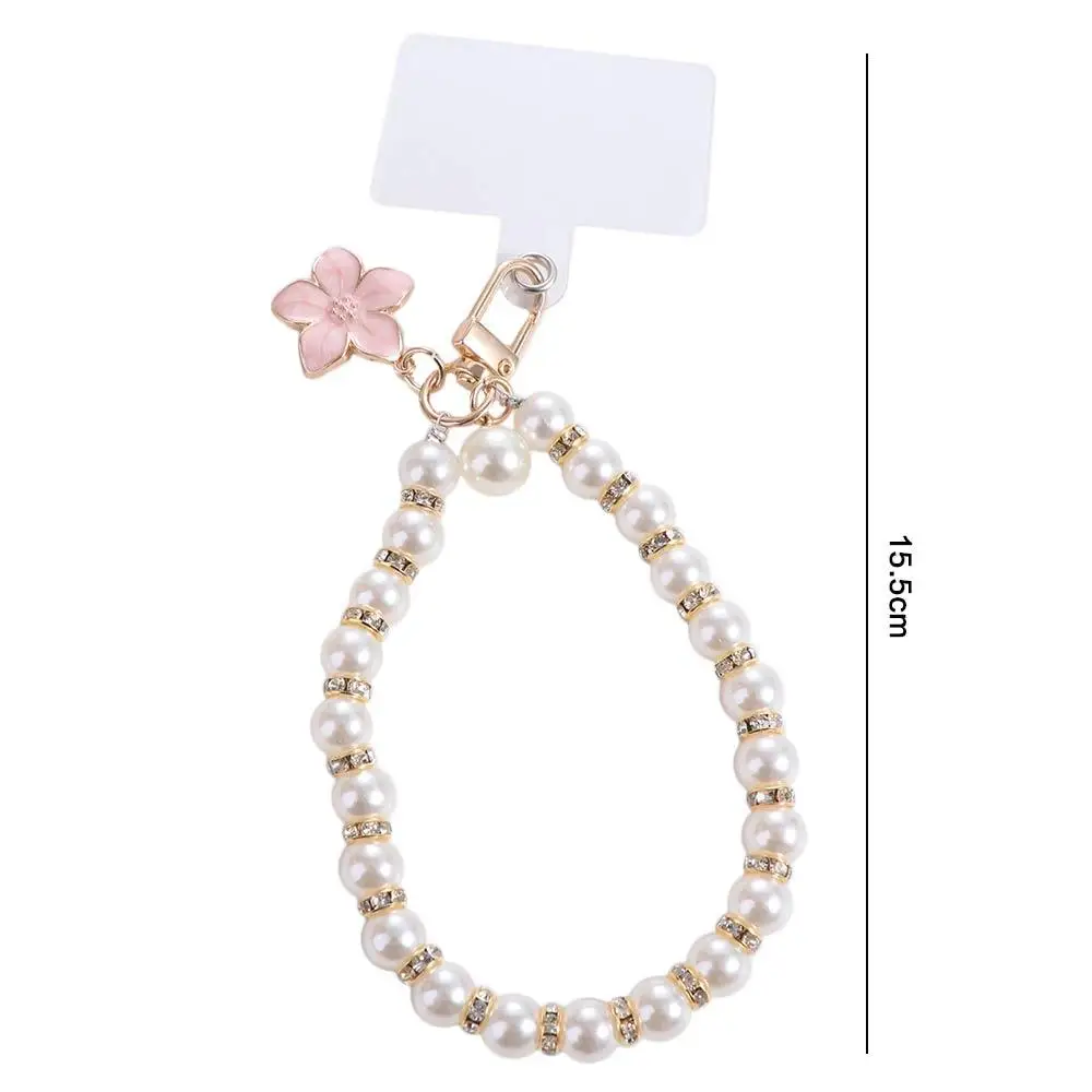 

Fashion Pearl Mobile Phone Lanyard Bracelet Chain Detachable Cord Cell Phone Strap Flower Short Phone Wrist Strap Phone Charm
