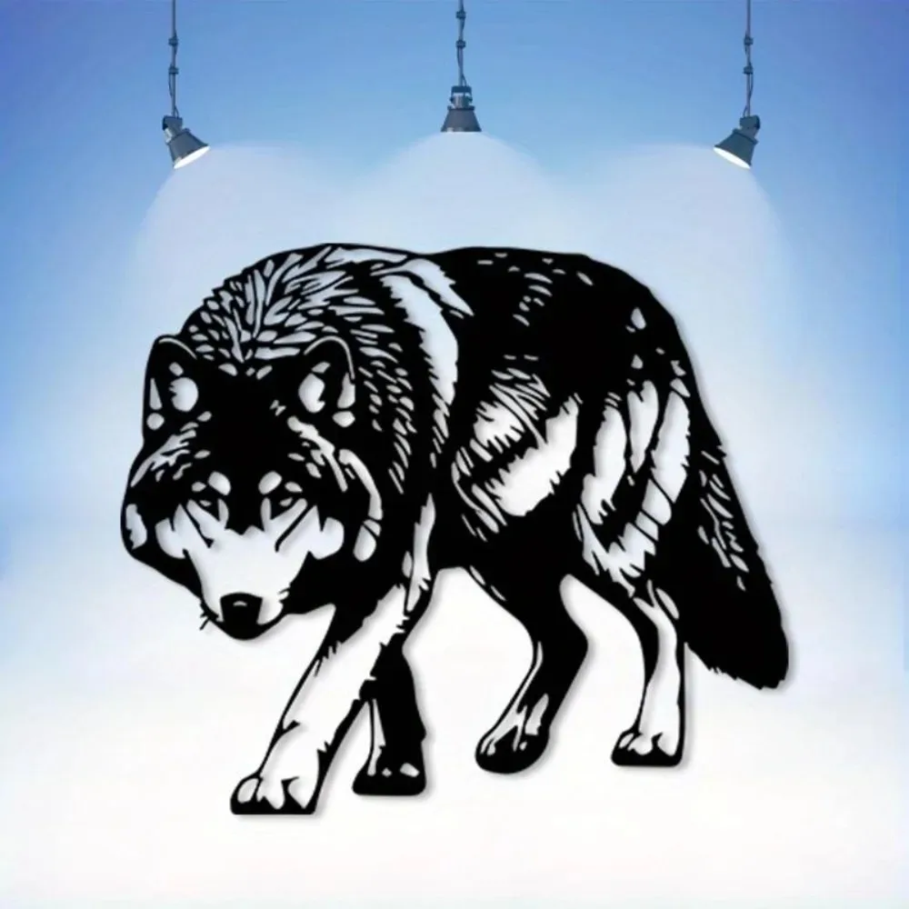 CIFBUY Iron Art Wall Decor Wild Wolf Silhouette Metal Hanging Vintage Black Sign For Cabin Living Room Man Cave Nature