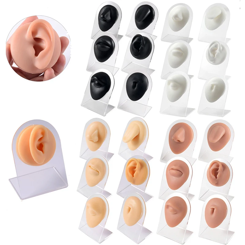 Simulation de Silicone souple 1:1, 1 pièce, modèle d'oreille, nez, nombril, mamelon, outils de perçage, affichage de bijoux, outil d'enseignement, accessoires