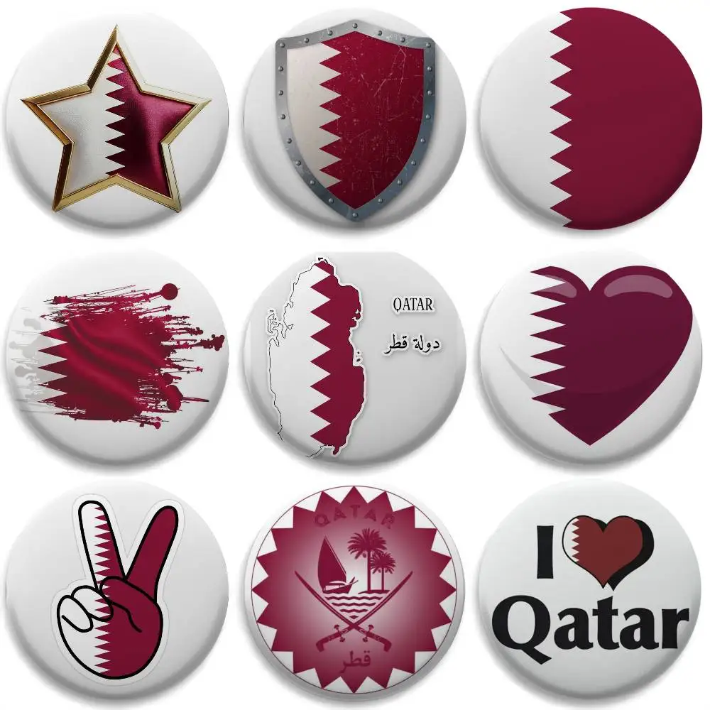 

Qatar Flag Map Logo Badges Round Exquisite Badge Brooches Creative Pins For Clothes Hat Backpack Gift Accessories