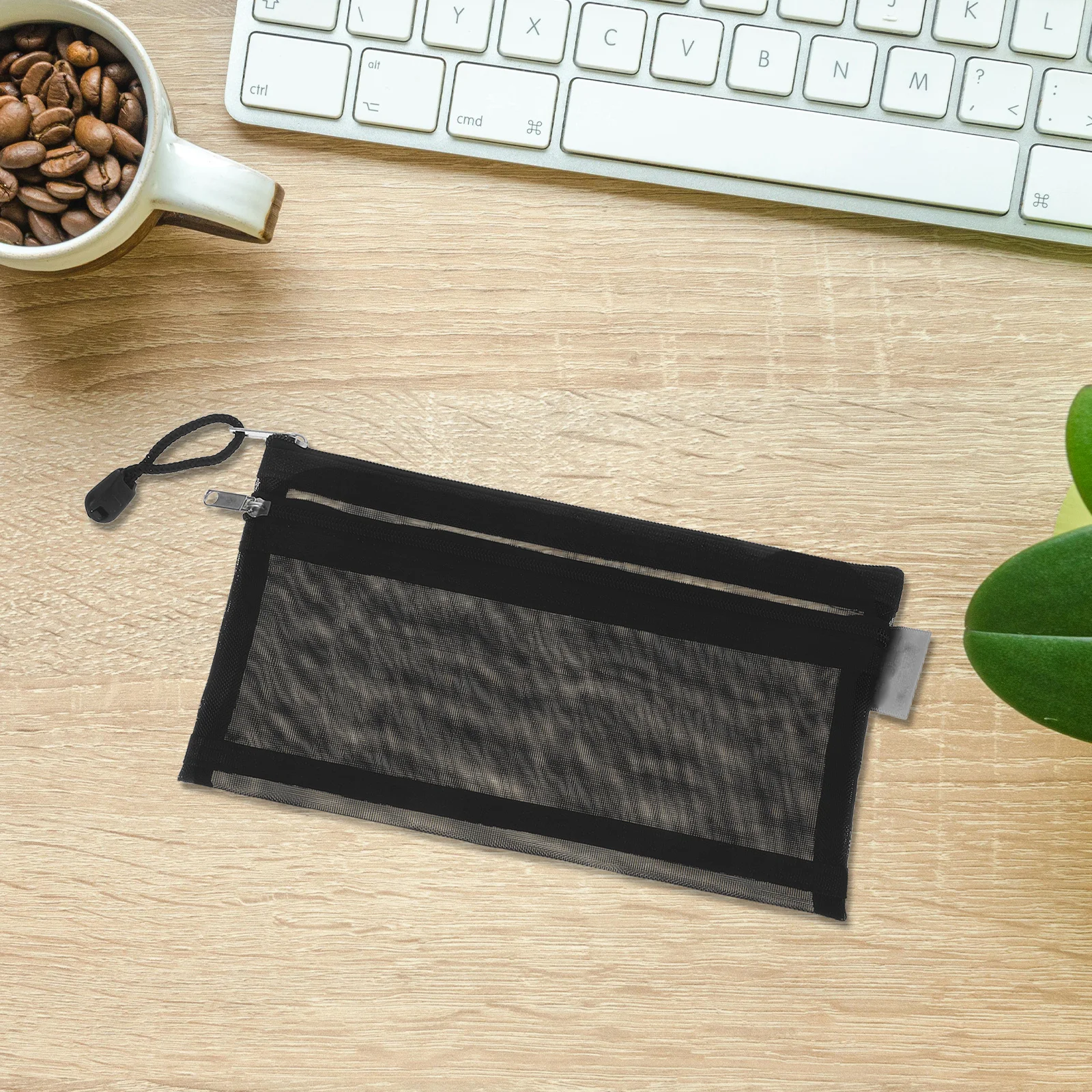 

6 Pcs Organizer Bags Makeup Clear Double Zipper Pouch Pencil Case Binder School Mesh