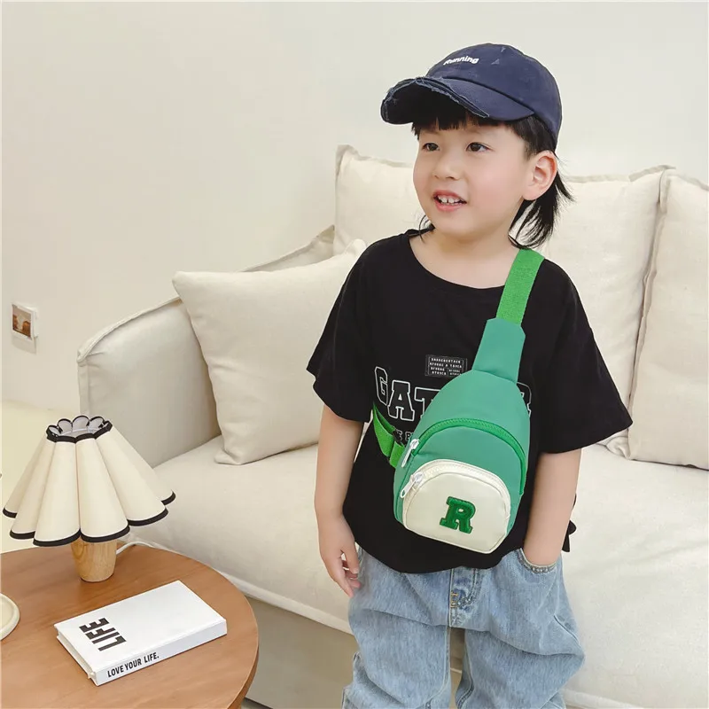 Fashion Letter Children Chest Bag Korean Kids Shoulder Crossbody Bag Baby Boy Girl Zipper Pouch Pack Harness Handbag Backpack 가방