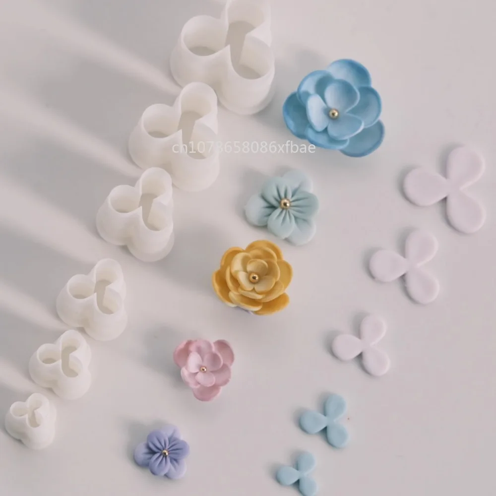 3Pcs/Set Hydrangea Flower Petals Polymer Clay Cutters Mold for DIY Chrysanthemum Earrings Jewelry Soft Pottery Cutting Die Tools