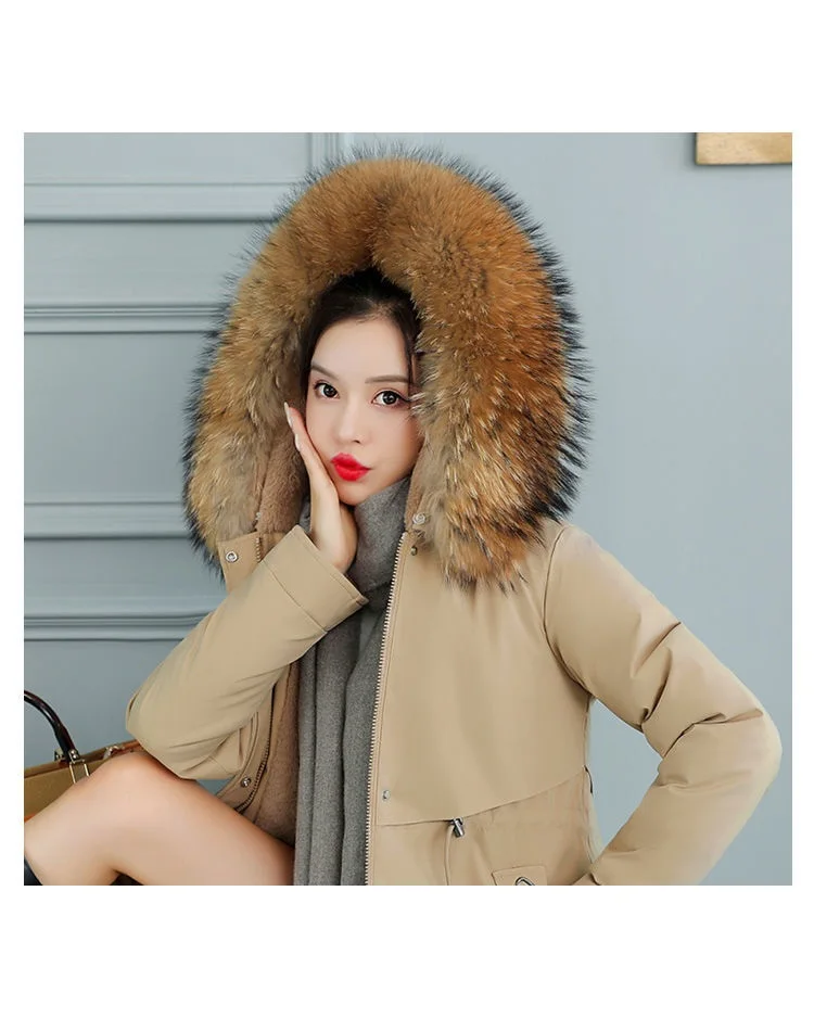 Thicken Parkas 8XL New Winter Jacket Casual Long Coat Wool Liner Hooded Parkas With Fur Collar Female Cotton Warm Snow Outwear