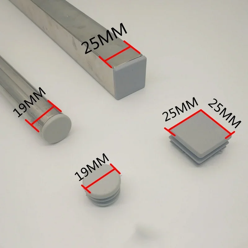 4 stks Grijs Plastic Pijp gat binnenplug Stalen buis Blanking Eindkap Cover Voor Stoel tafel voeten meubels been pads vloerbeschermer