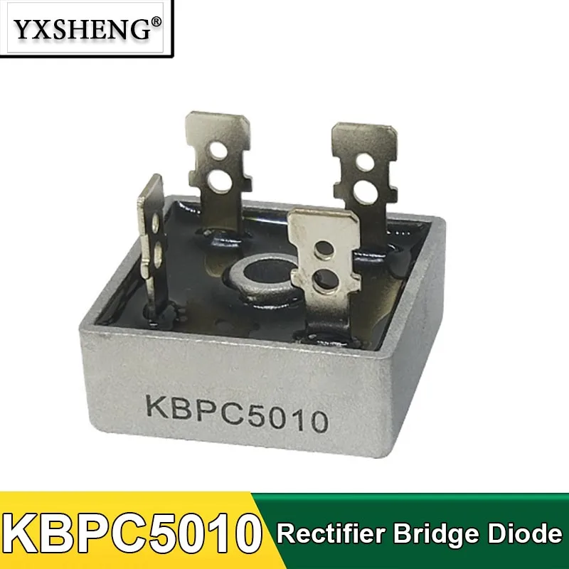 1PCS Diodo Rectificador de Puente KBPC5010, Diodo Rectificador de Potencia KBPC 5010, 50A 1000V, Componentes Electrónicos