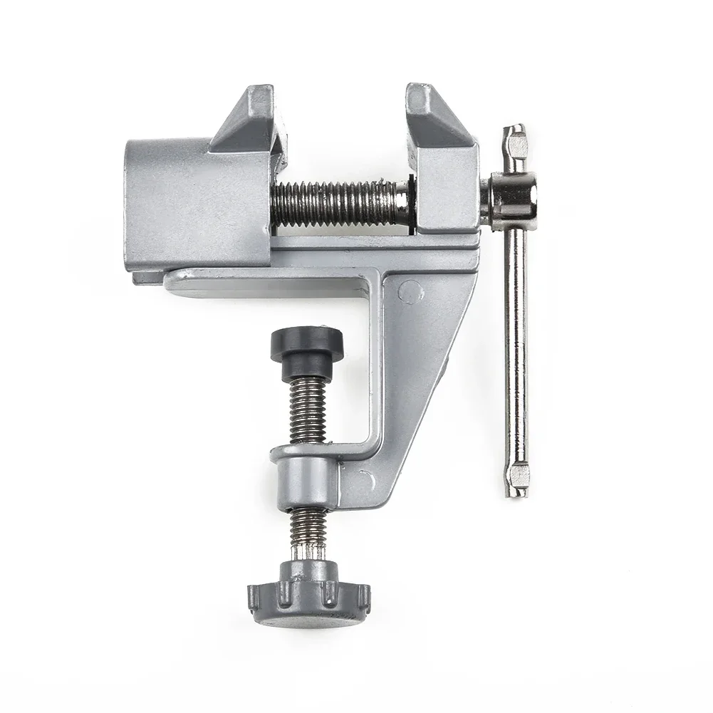 

1pc Mini Table Bench Vise Silver Aluminum Alloy Work Clamp Hand Tools For Cutting Bending Or Altering Small Objects