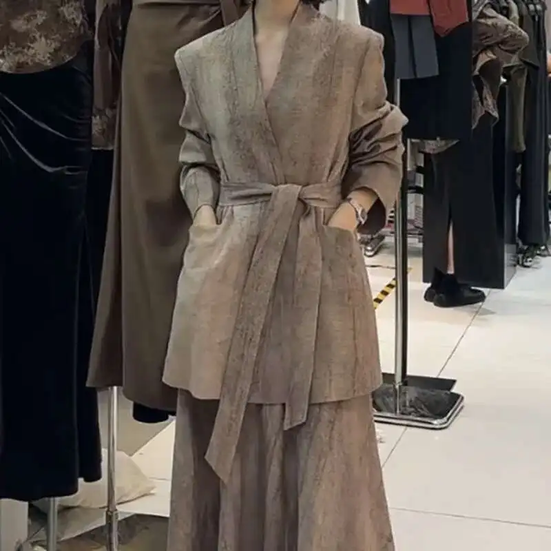 BJTZ Casual Linen Suit Skirt Spring Waist Coat High Waist A-line Skirt Two-piece Set 2025 Fashion Temperament Simple