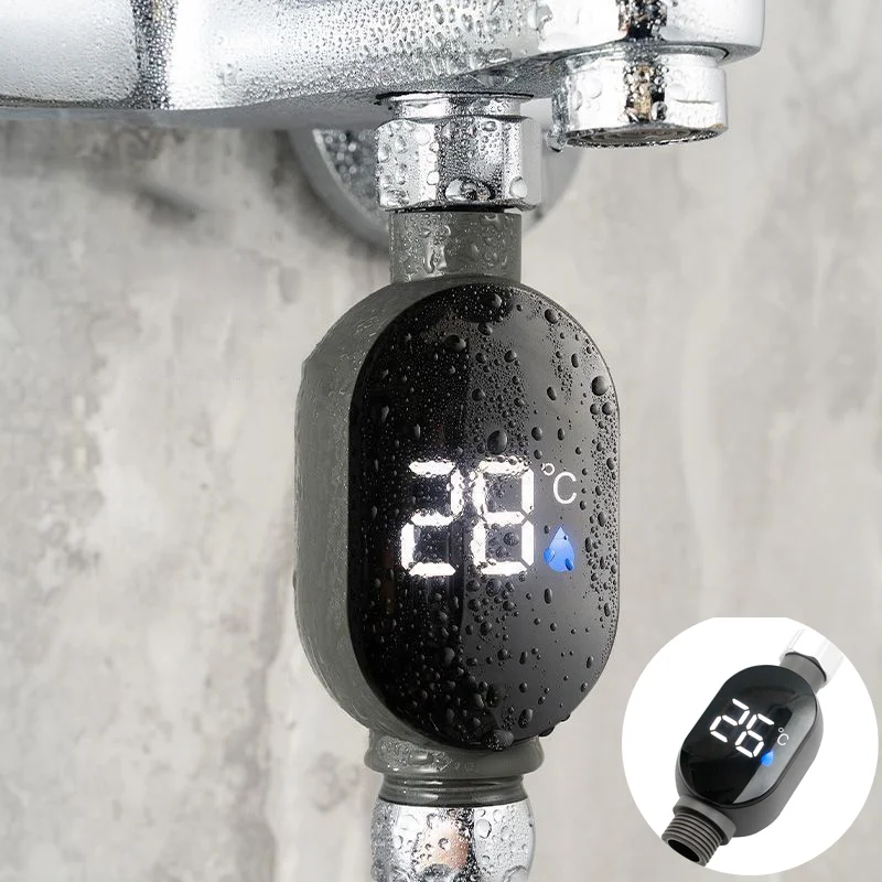 Shower Water Thermometer LED Display 0-99 C Bath Thermostat Intelligent Touch Activation Temperature Measurement Bathroom