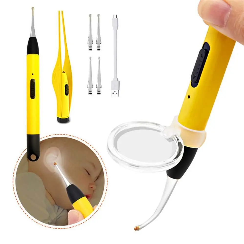 Adults Ear Nose Ear Care Tool Tweezer LED Light Earpick Ear Cleaner Spoon Ear Wax Remover Curette Picker