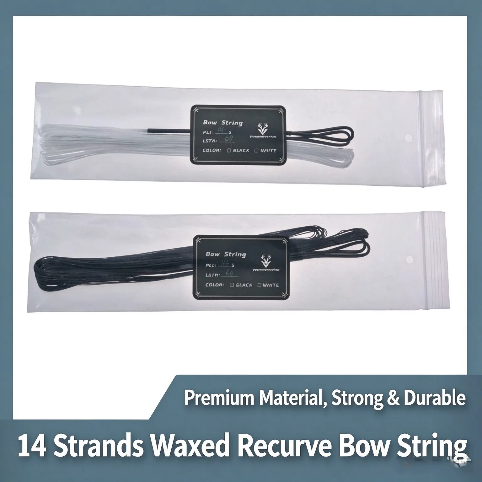 14 Strands Waxed Recurve Bow String Replacement Bowstring 48-70 Inch Pre-Waxed Ready to Use Archery Target Shooting Accessories