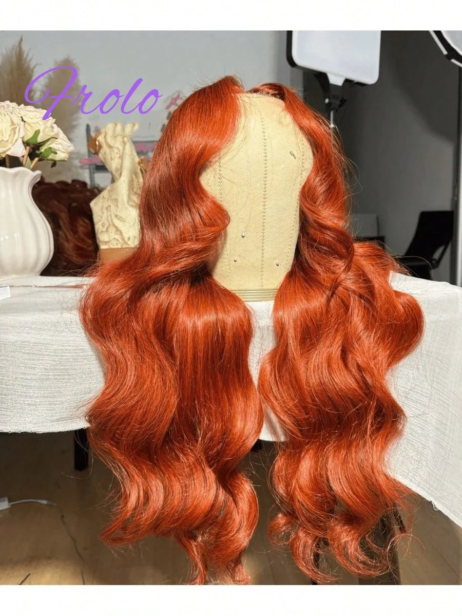 

200 Density Orange Ginger 13x6 Hd Lace Front Wig Body Wave Human Hair Wigs Colored Pre Plucked Brazilian Ginger Human Hair Wig