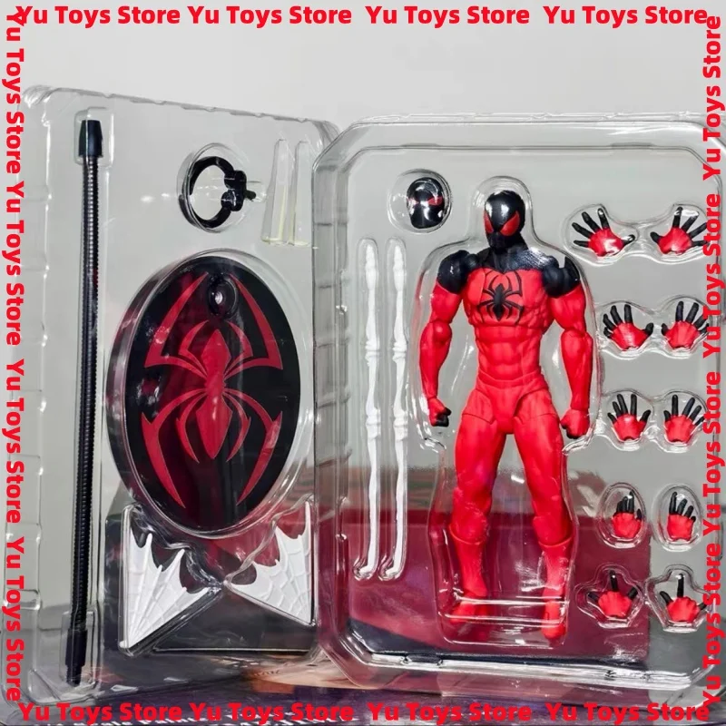 

2025 Mess Spider-Man Symbiote Kaine, экшн-фигурка, красный и черный костюм, аниме-игрушка на складе, подарочные игрушки, сборная модель ручной работы