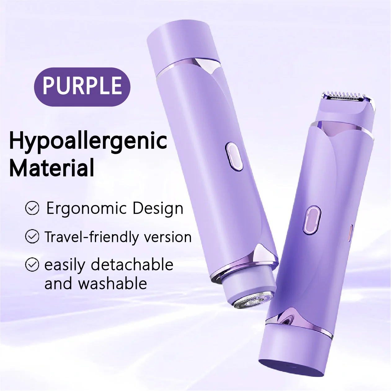 أداة حلاقة أنثوية 2 في 1 مقاومة للماء ماكينة حلاقة نسائية للبشرة الحساسة ماكينة حلاقة كهربائية لمنع الشعر البالغة
