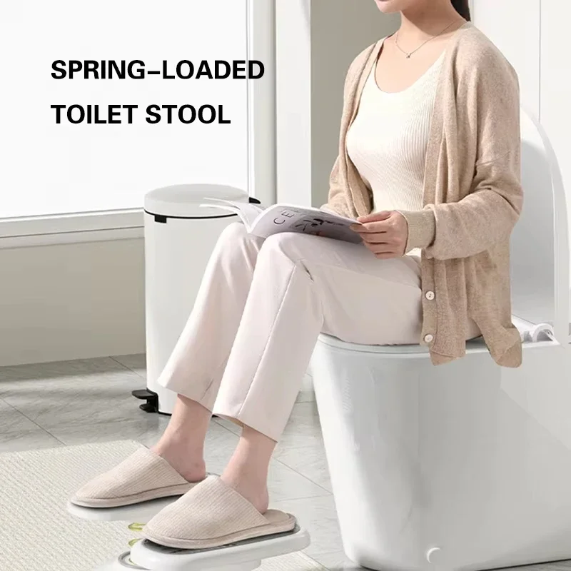 Spring Foot Stool 35° Angle Bath Mats Adjustable Comfortable Foot Holder Toilet Footstool Office Under Desk Foot Rest Support