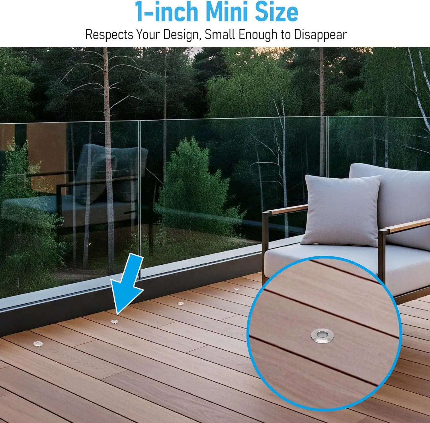 1W 12-Pack Recessed Low Voltage LED Deck Light,12V DC Landscape Step Stair Light, IP67 Waterproof, Stainless Steel Housing,