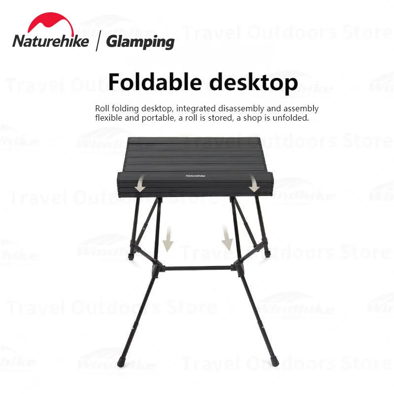 Naturehike FT12 Aluminum Alloy Egg Roll Table Portable Folding Camping Desk Adjustable Height Outdoor Travel Fishing Tables