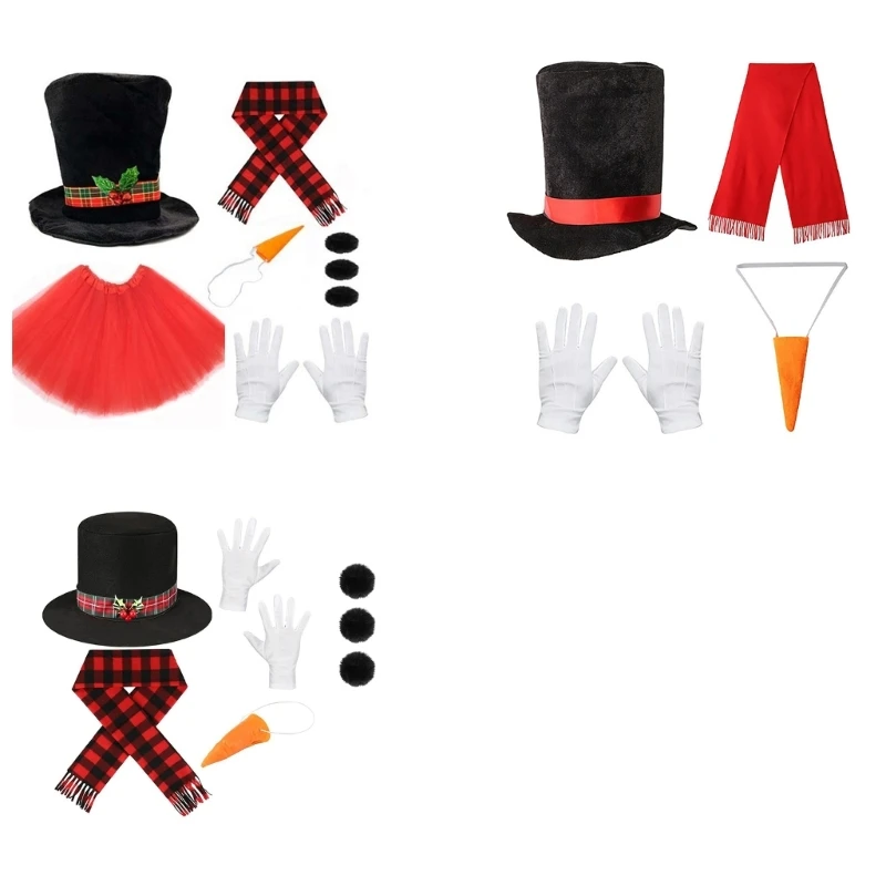 

4/5/6pcs Winter Frosty Snowman Costume Christmas Play Dress Up Accessories for Halloween Cosplay Party Decorations
