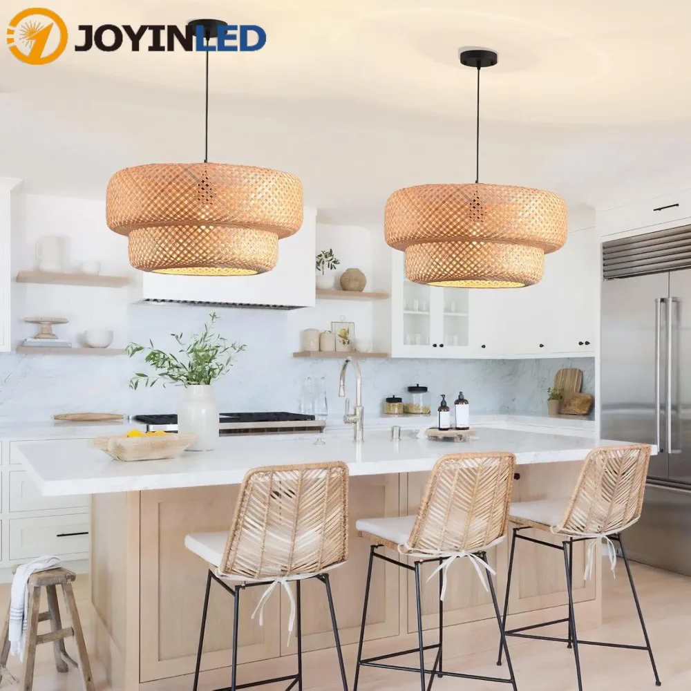 

JOYINLED Hand Woven Chinese Style Bamboo Pendant Lamp 35/60CM Hanging Lamp Restaurant Chandeliers Home Decor Lighting Fixture