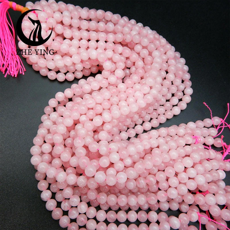 Zhe Ying-Brasil Rose Quartz Contas de Pedra, Redondo, Liso, Solto, Fazer Jóias, Pulseira DIY Acessórios, Strand, 15 '', 100%