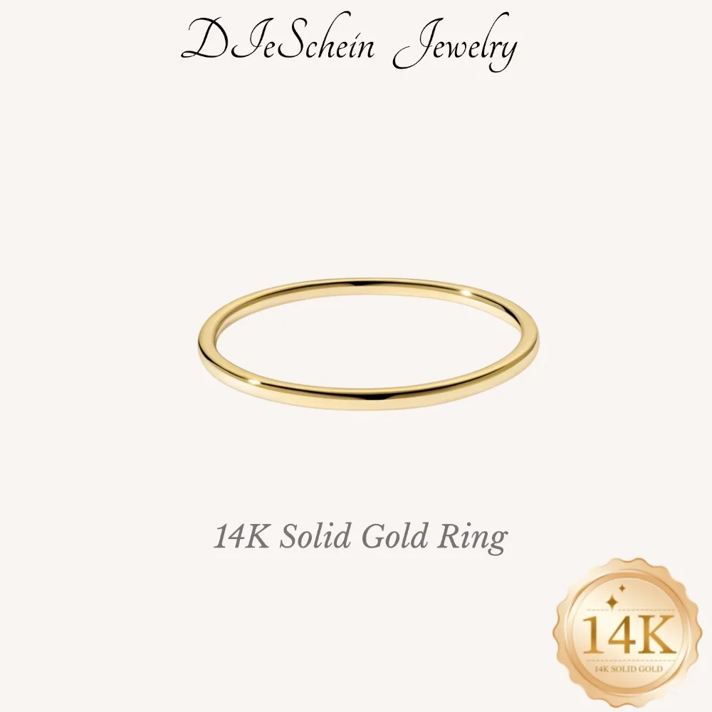 DIeSchein 14K Solid Gold Ring Necklace for Women Minimalist Pendant Ring Elegant Jewelry Gift for Wedding Anniversary Birthday