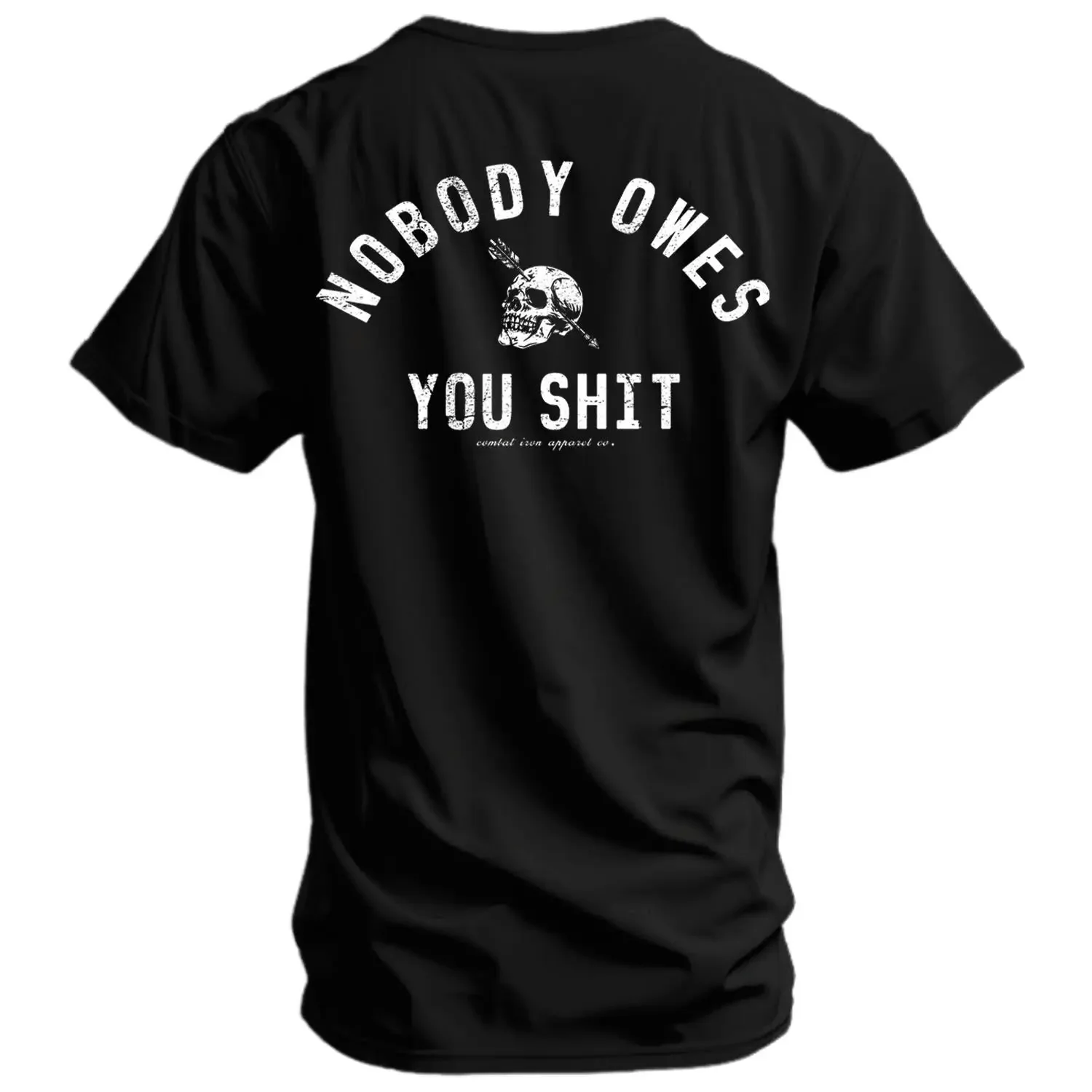 COMBAT IRON Menswear Short-Sleeve Round Neck Cotton T-Shirt for Men - Skull Graphic, 