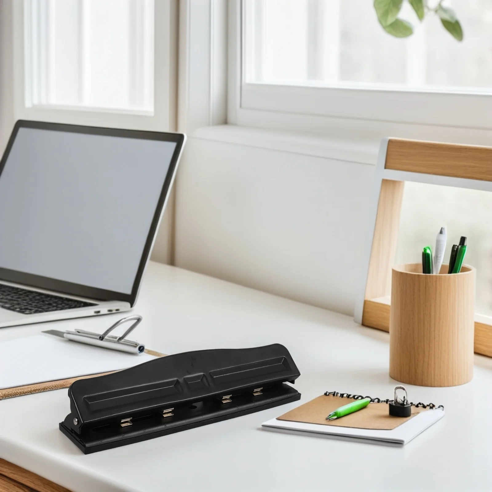 

Black 4-Hole Paper Puncher Catcher for Scrapbooking Cards Decorations Office Binding Supplies DIY Tools