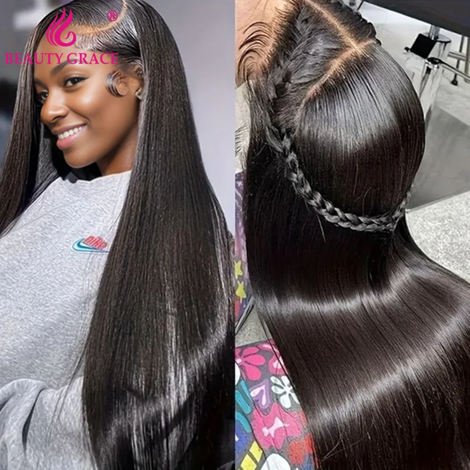 

Beauty Grace Straight 13X6 Парики фронта шнурка Человеческие волосы Кружевной фронтальный парик Бразильские прямые костяные парики из 100% человеческих волос
