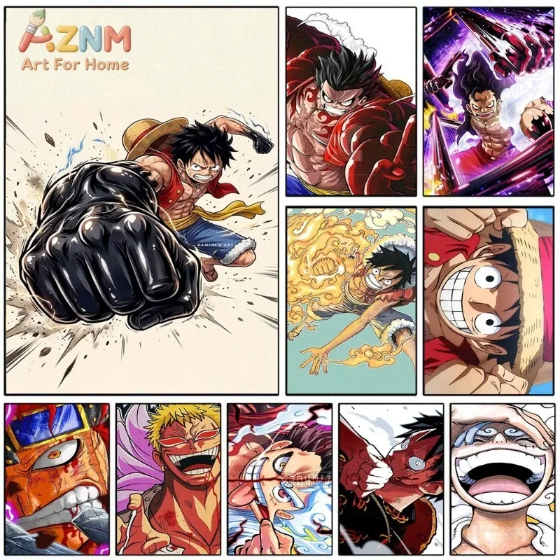 One Piece Luffy Black Fist Anime Canvas Wall Art Unframed Single Canvas Print Poster For Bedroom Living Room Home Wall Decor