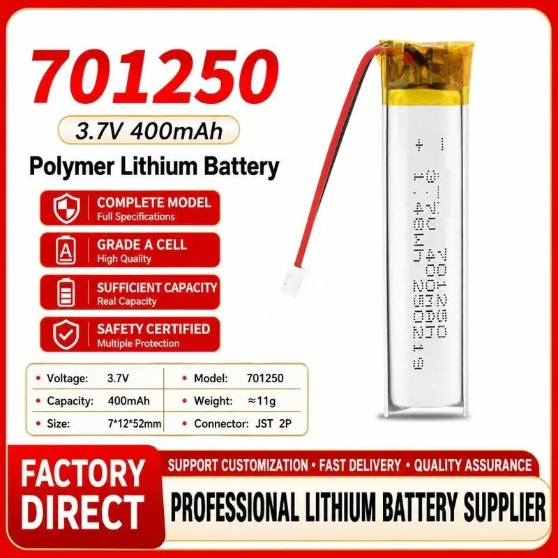 [New] for 701250 Polymer Lithium Battery 3.7V 400mAh Rechargeable Soft Pack for Intelligent Machine E-book Reader Battery