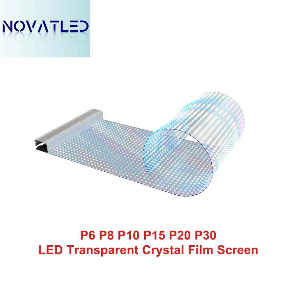 

Hot Sale Flexible LED Window Film Sheets LED Film Water Stickiness Flexible Tv Transparency Up To 95% Crystal Film Screen