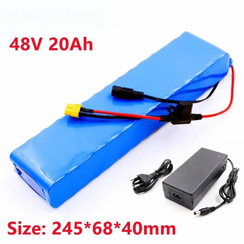 E-bike Battery 48v 20Ah 18650 Lithium Ion Battery Pack 13S2P Bike Conversion Kit Bafang 1000w and 54.6V 2A Charger + XT60 Plug