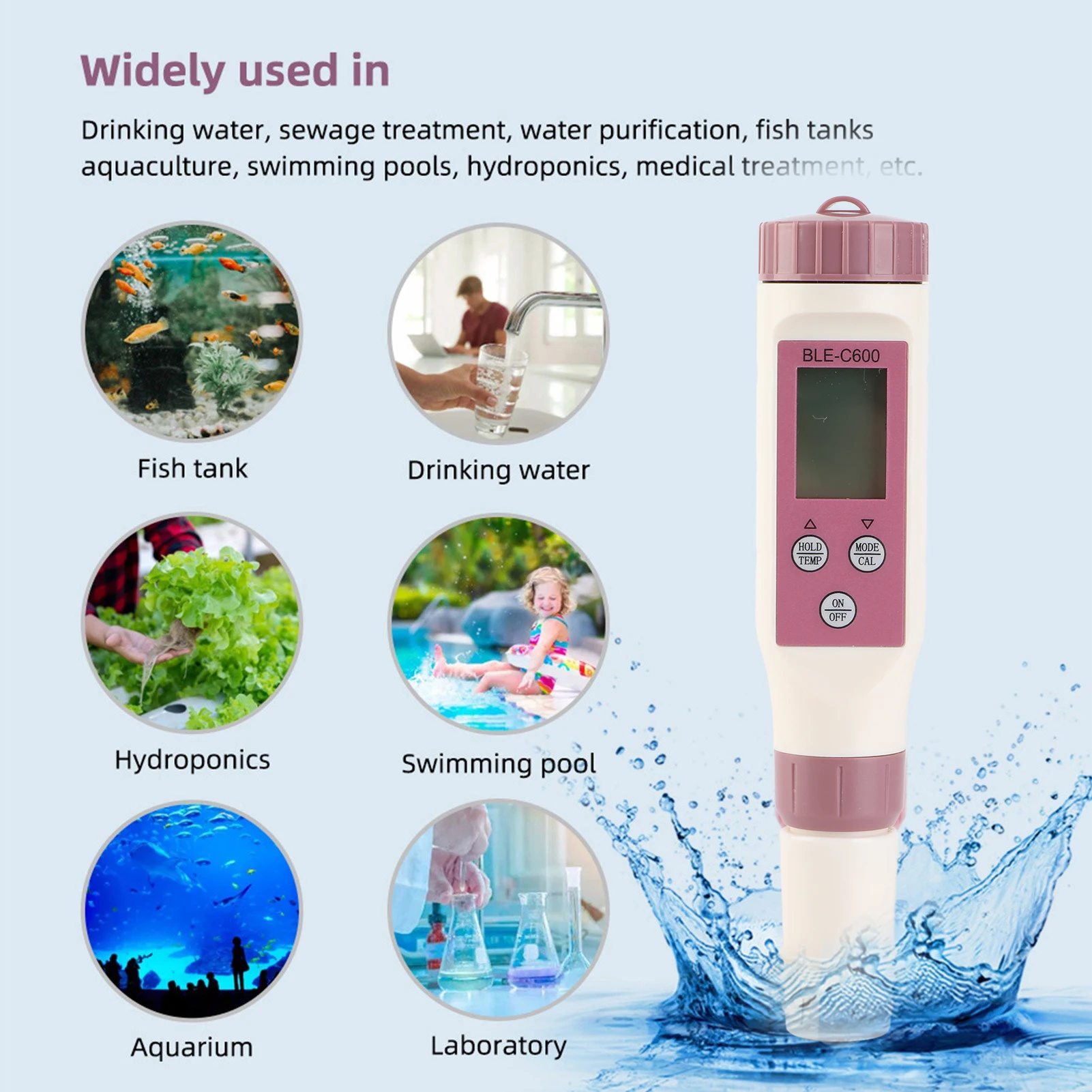 Testador de qualidade da água bluetooth caneta de detecção de qualidade da água fácil de ler sonda de alta sensibilidade para piscina para aquário